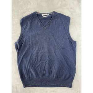 Peter Millar Sweater Vest Mens XL Blue Cashmere Blend V Neck